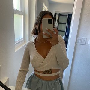 12th Tribe Metallic wrap top